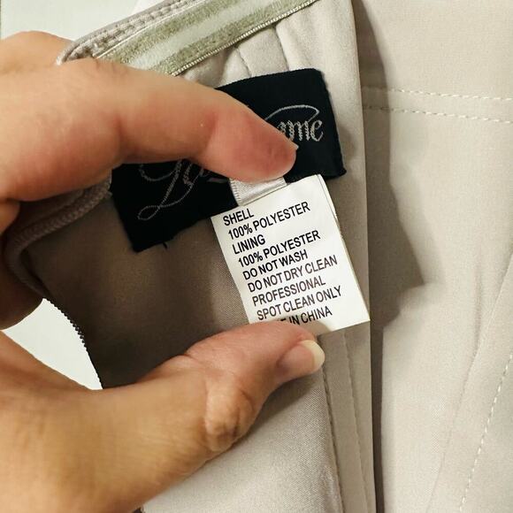 La Femme Pleated Bodice Strapless Silver Satin High Slit Gown Dress size 12 - Picture 12 of 16